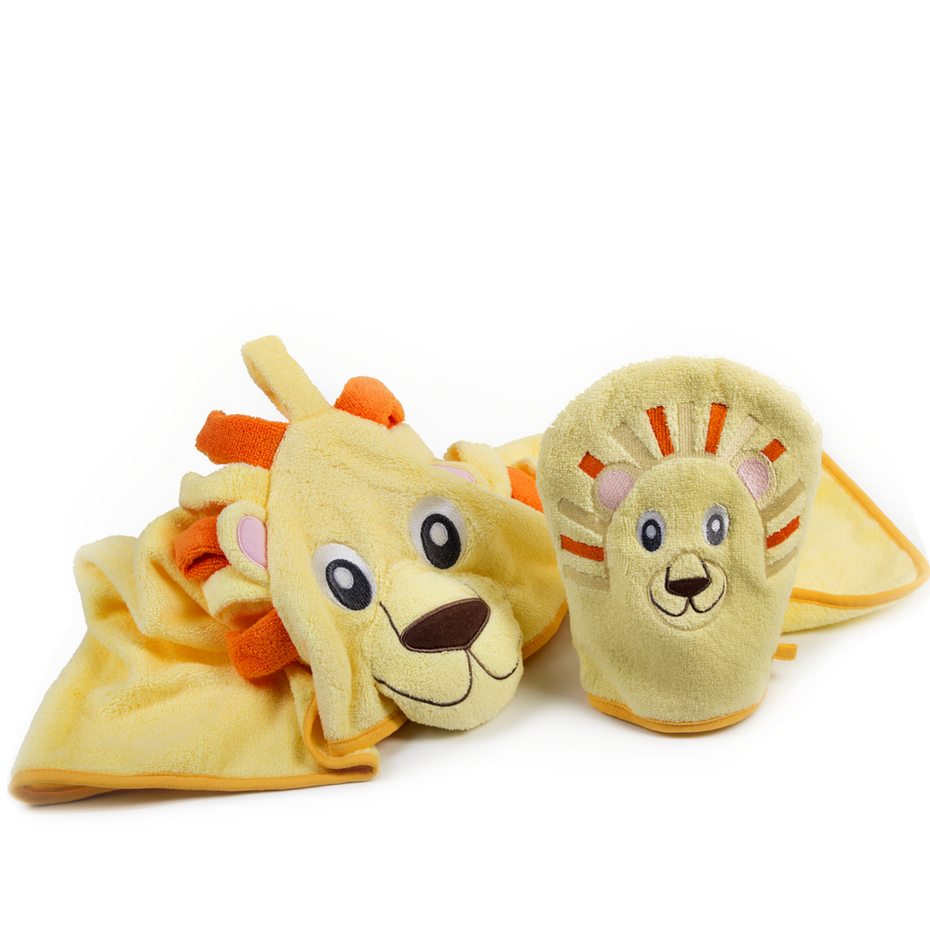 Lion Hooded Baby Towel and Washcloth