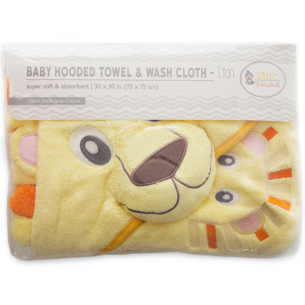 Lion Hooded Baby Towel and Washcloth