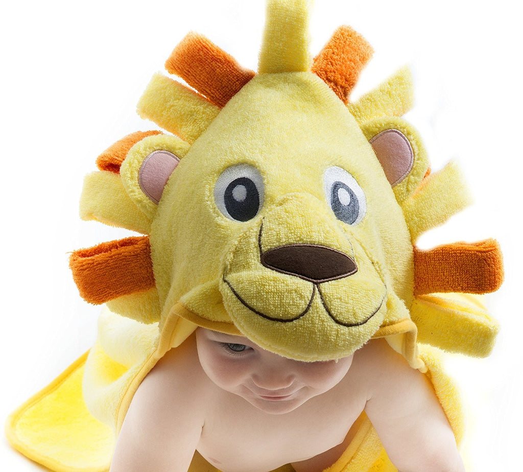 Alt = Close up of Lion hood on Lion hooded towel