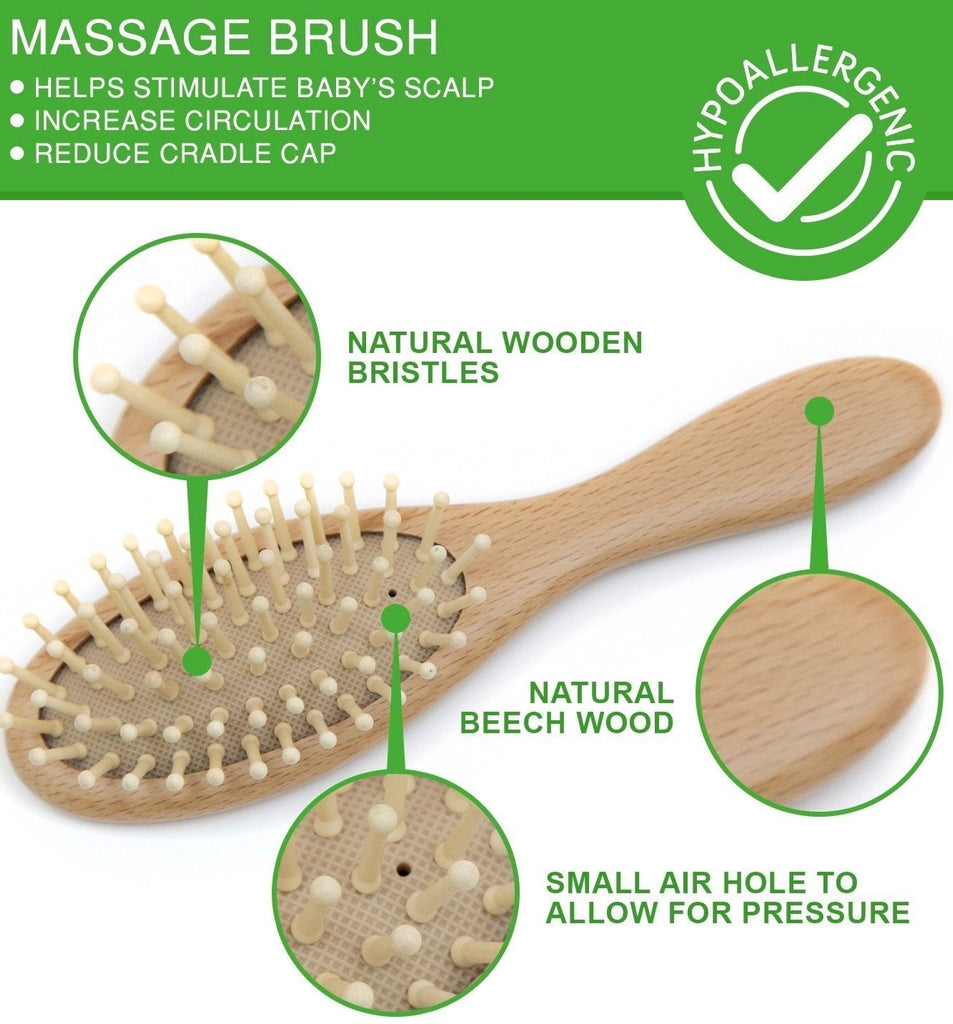 Alt= Close up of the Wooden baby massager brush